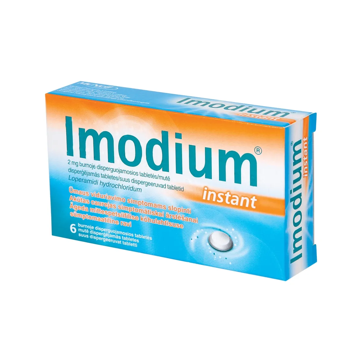 IMODIUM Instant 2 mg mutē dispereģējamās tabletes, 6 gab. - Produkta attēls