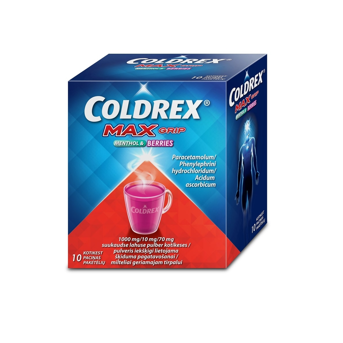 COLDREX Maxgrip Menthol & Berries pulveris, 10 gab. - Produkta attēls