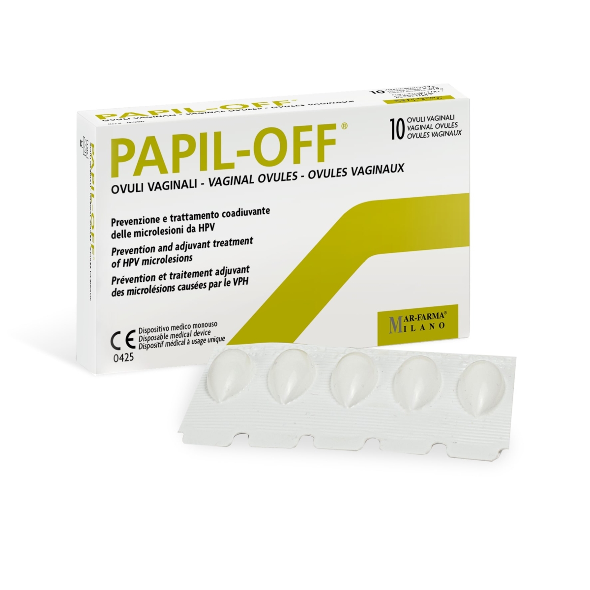 PAPIL OFF® vaginālās svecītes, 10 gab - Produkta attēls
