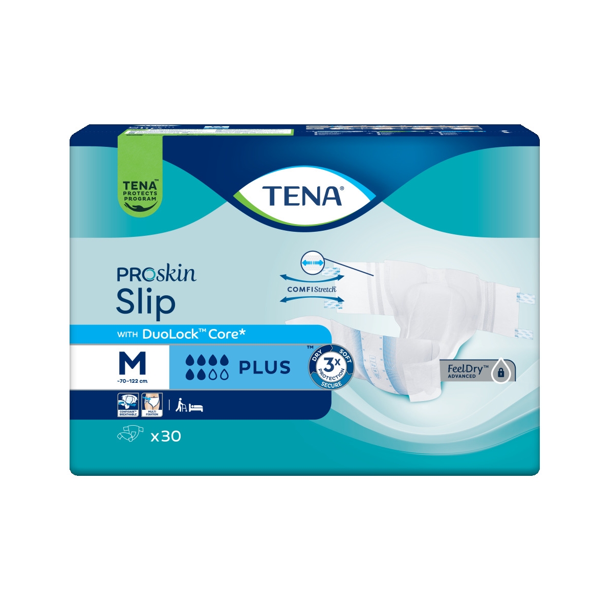 TENA Slip Plus autiņbikses, M izmērs (70–122cm), 30 gab. - Produkta attēls