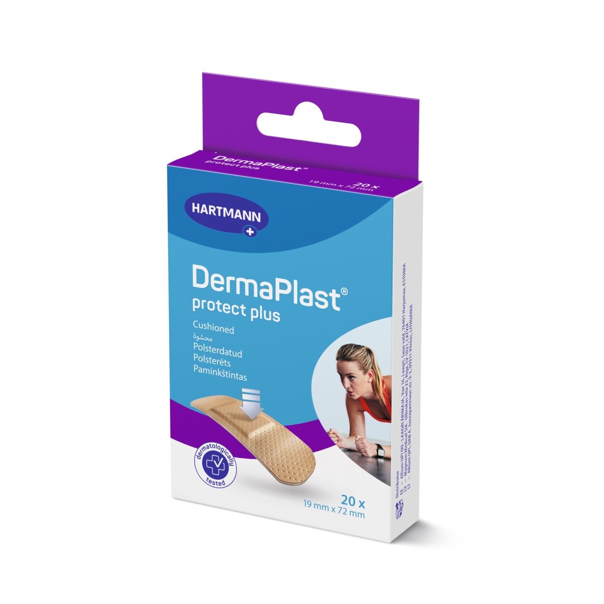 DERMAPLAST Protect Plus plāksteri (19 x 72 mm), 20 gab - Produkta attēls