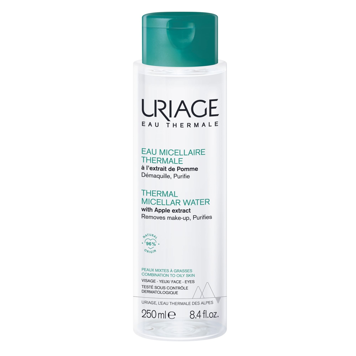 URIAGE THERMALE MICELLAR WATER (GREEN) KOMB./TAUKAINAI ĀDAI 250ML - Produkta attēls