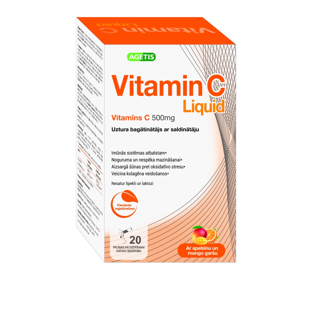 VITAMIN C Liquid 500 mg paciņas, 20 gab - Produkta attēls