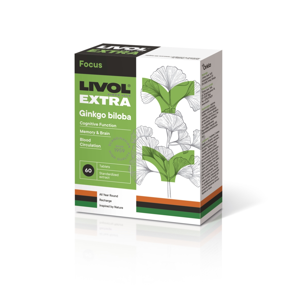 LIVOL Extra Ginkgo Bilboa tabletes, 60 gab. - Produkta attēls