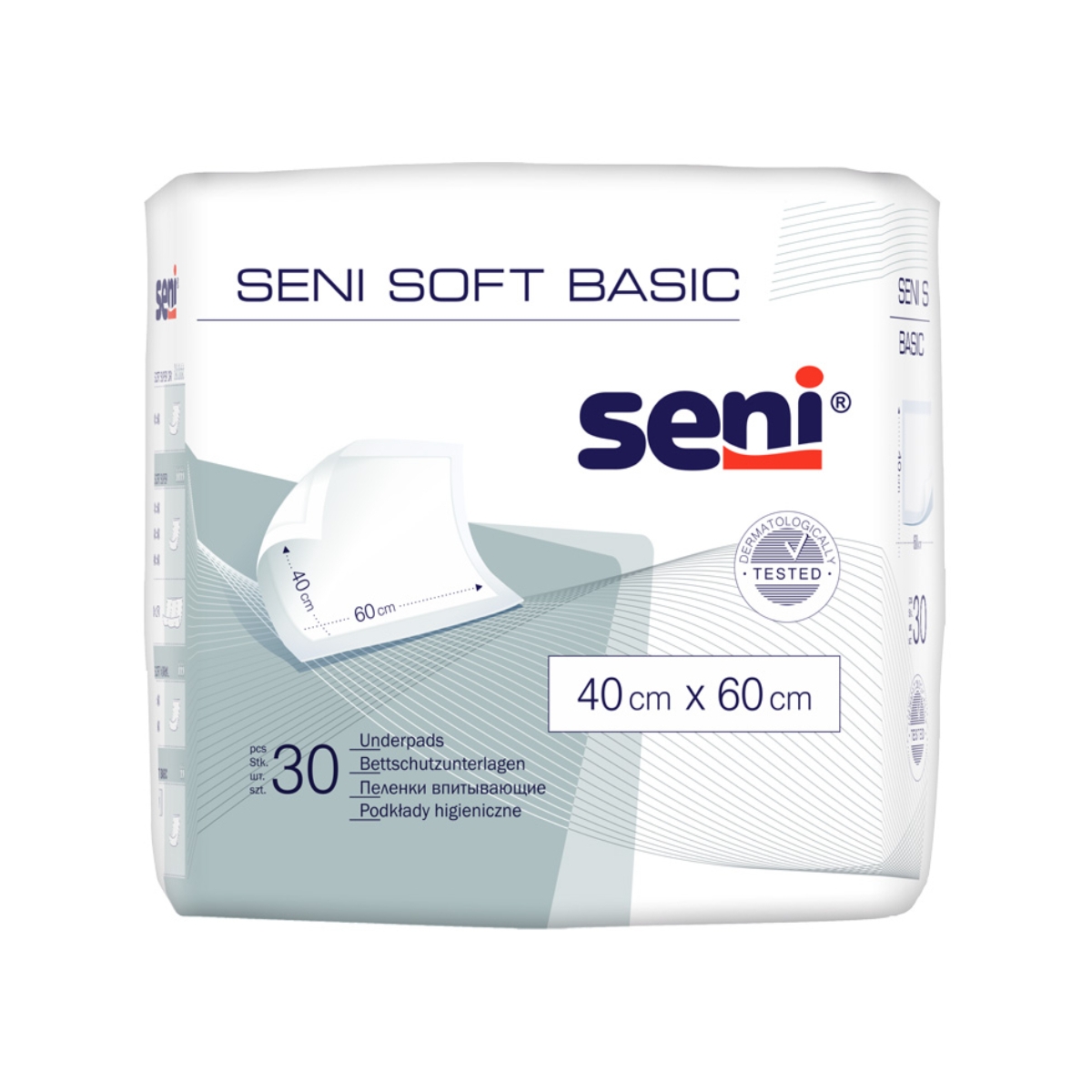SENI SOFT BASIC absorbējošie paladziņi, 40x60 cm, 30 gab. - Produkta attēls