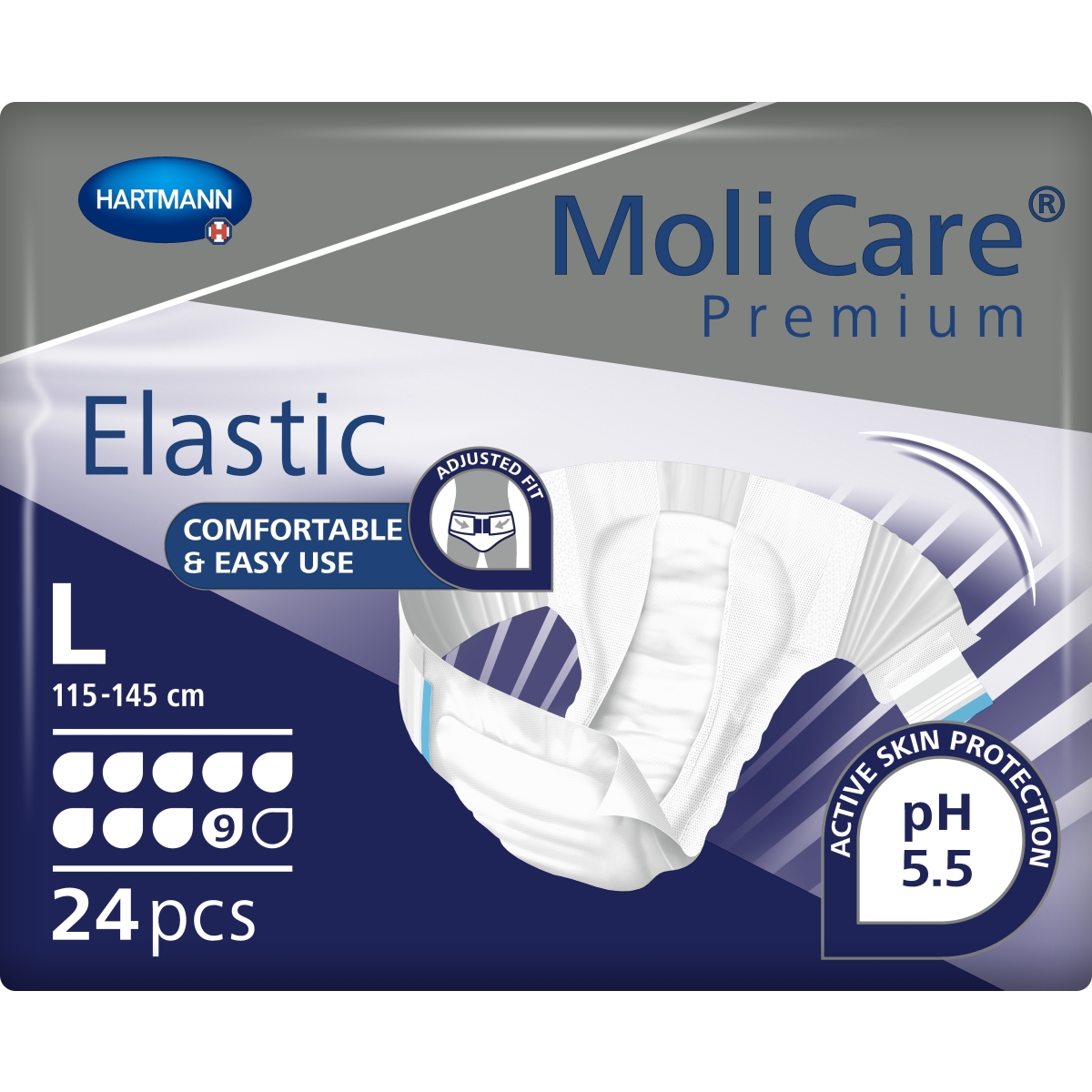 MOLICARE Premium Elastic autiņbikses (L izmērs, 9 piles), 24 gab - Produkta attēls