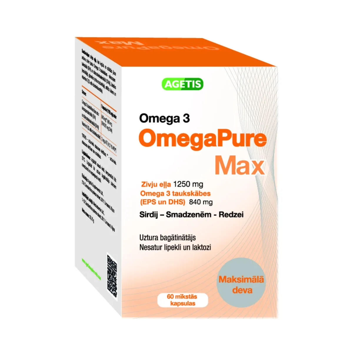 OMEGAPURE Max 1250 mg kapsulas, 60 gab. - Produkta attēls