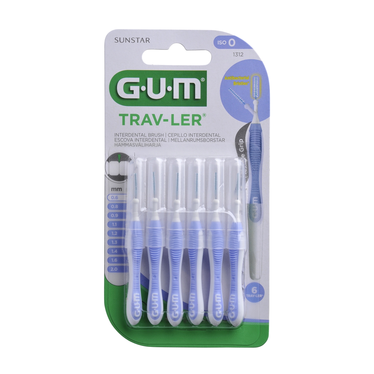 GUM® Trav-Ler starpzobu birstīte, 0,6 mm, 6 gab - Produkta attēls