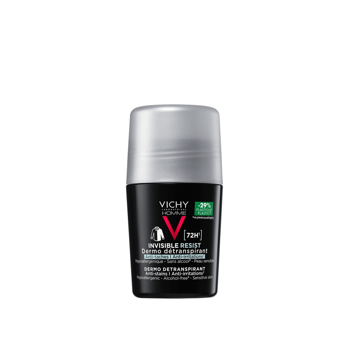 VICHY Homme dezodorants-rullītis 72h apģērbu saudzējošs, 50 ml - Produkta attēls