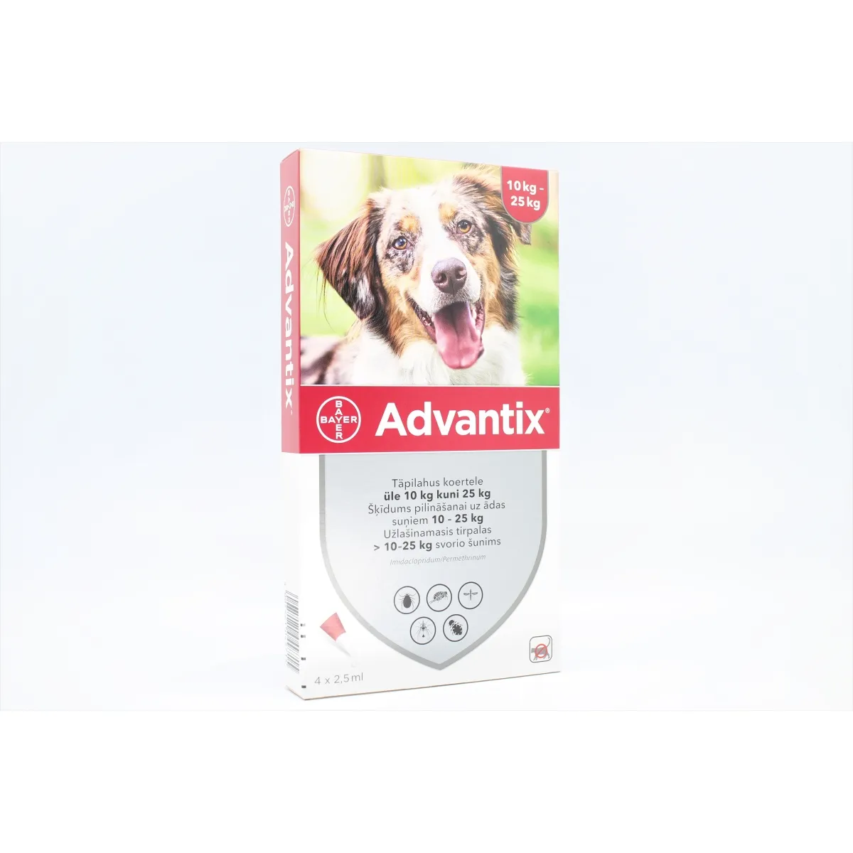 ADVANTIX   250/1250MG ŠĶĪD 2.5ML SUŅIEM 10-25KG N4 - Produkta attēls