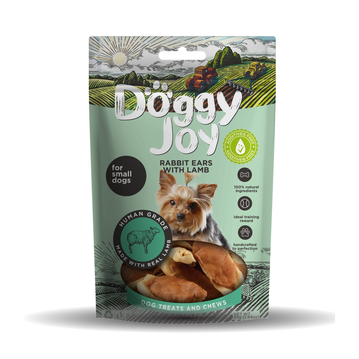 DOGGY JOY TRUŠU AUSIS AR JĒRU MAZIEM SUŅIEM 55G - Produkta attēls