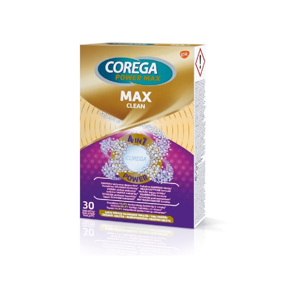COREGA Max Clean protēžu tīrīšanas tabletes, 30 gab. - Produkta attēls