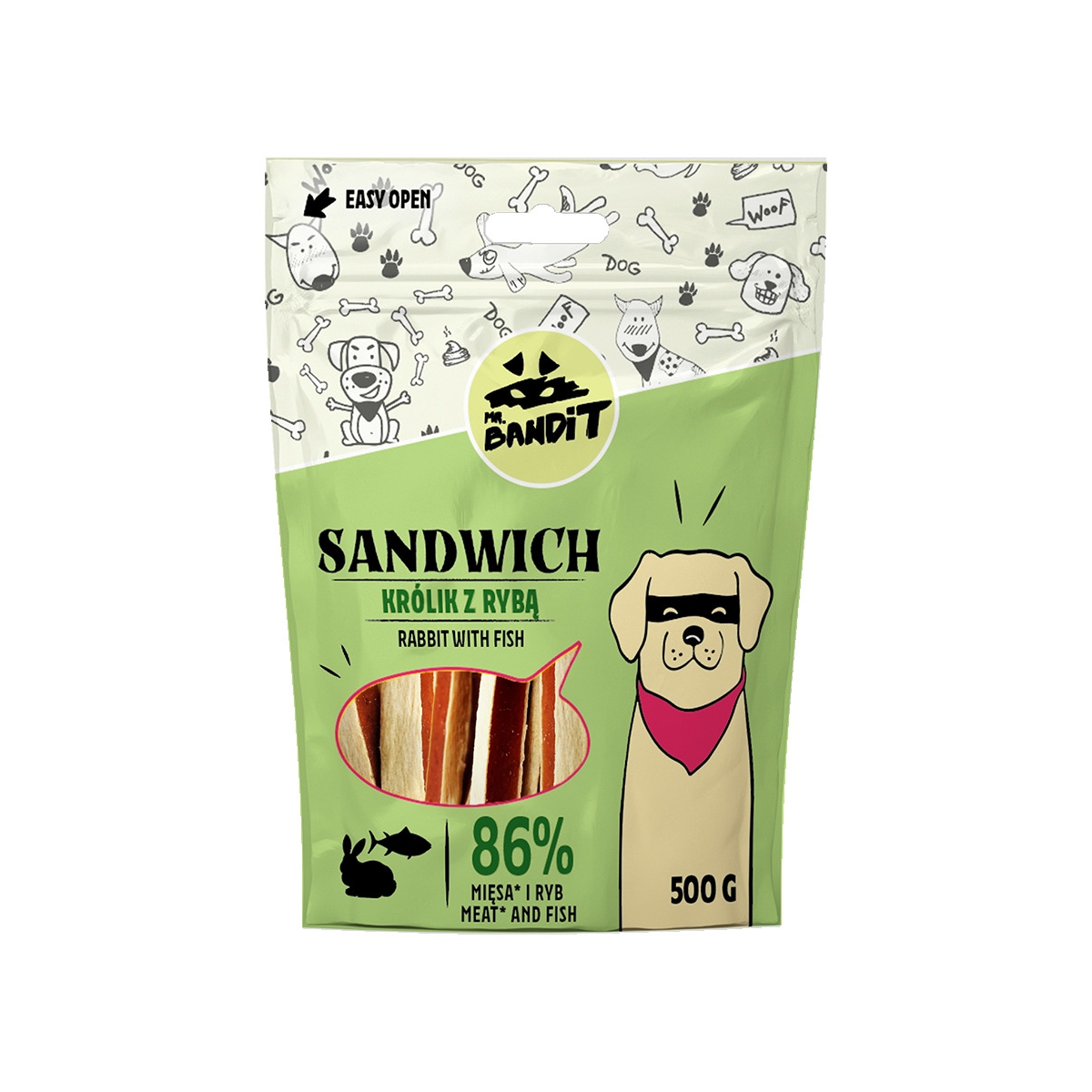 MR.BANDIT SANDWICH KĀRTAINS TRUSIS AR ZIVI 500G - Produkta attēls
