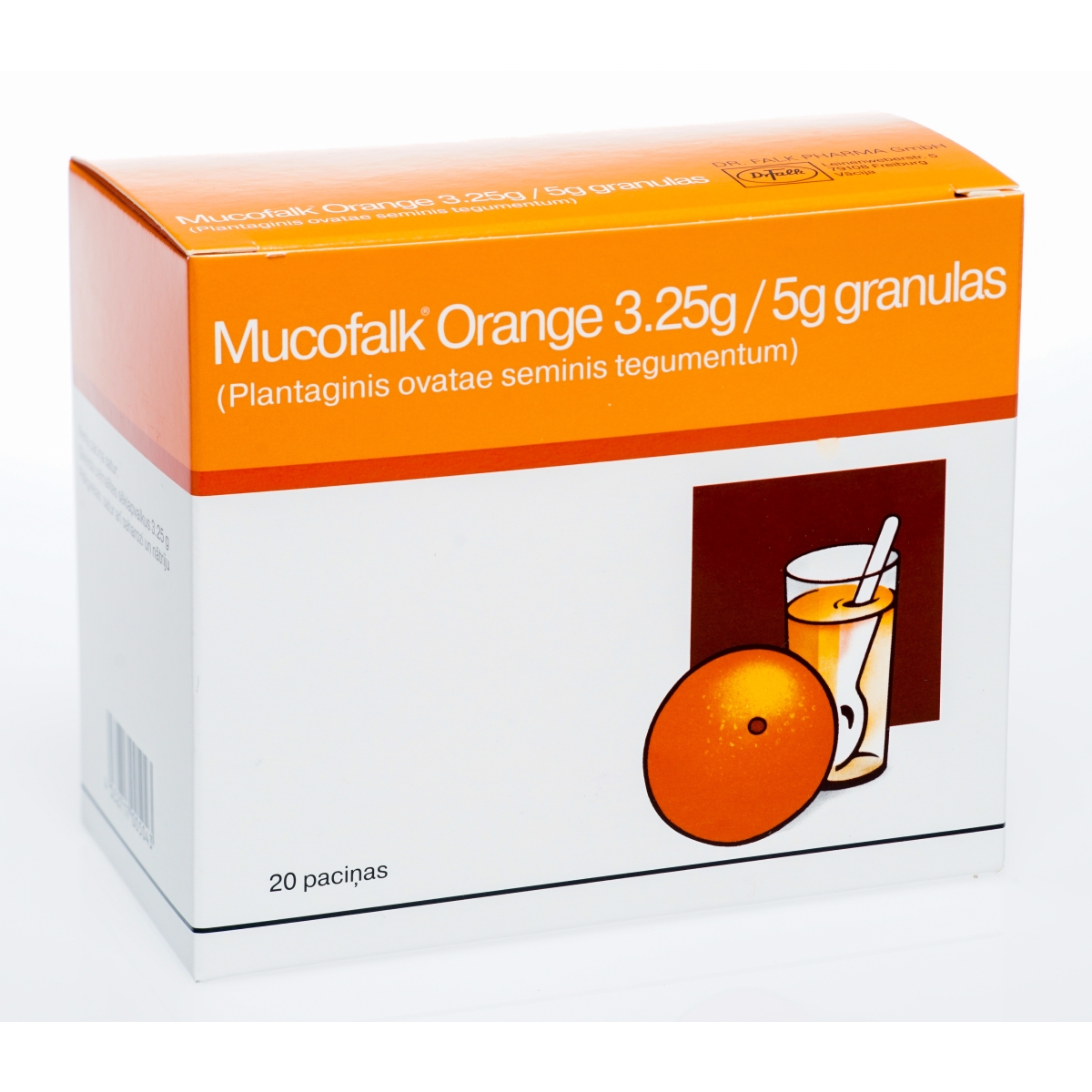 MUCOFALK 5 g granulas ar apelsīnu garšu, 20 gab. - Produkta attēls
