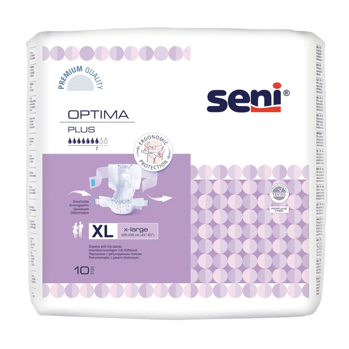 SENI OPTIMA PLUS jostbikses pieaugušajiem, XL izmērs, 10 gab. - Produkta attēls