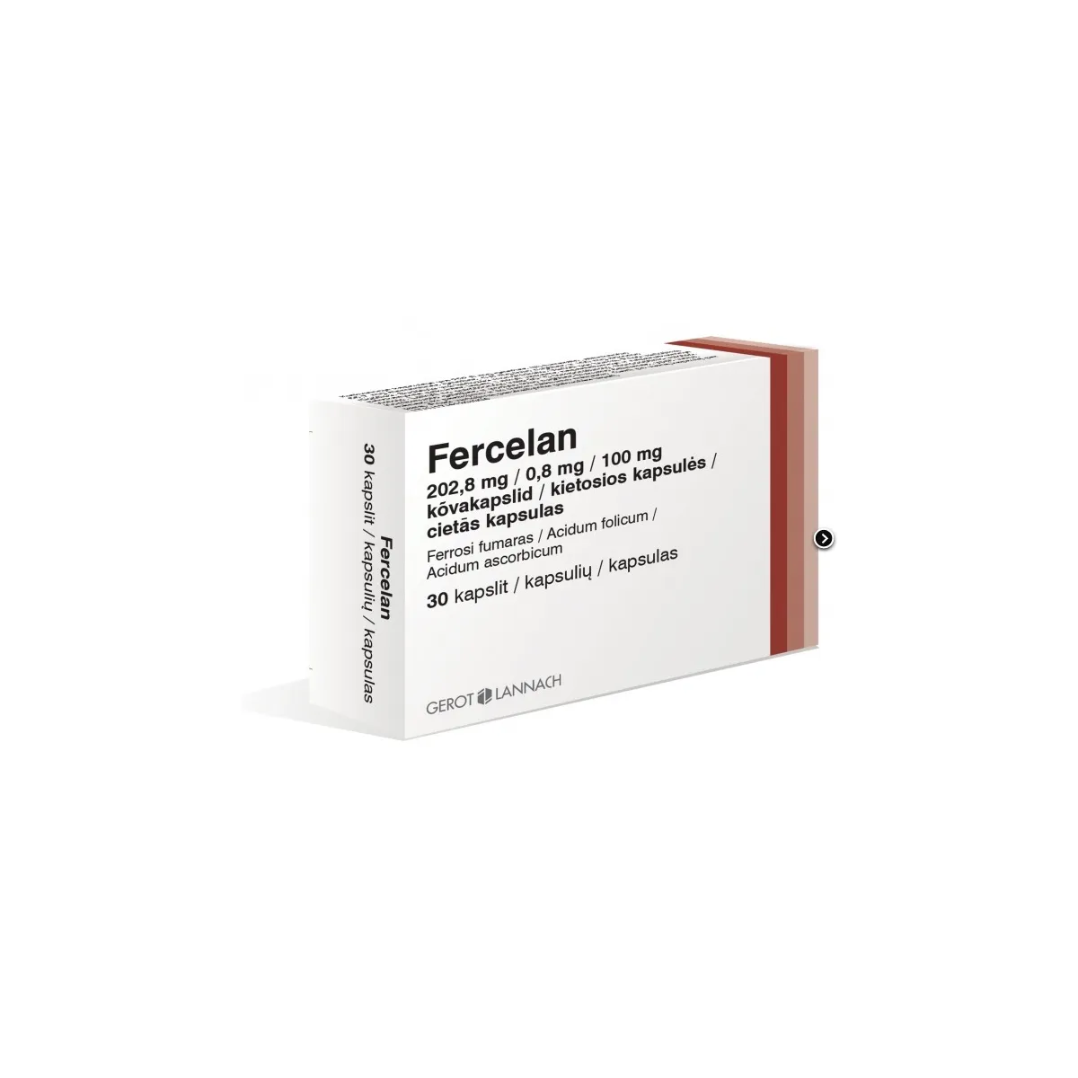 FERCELAN 202.8MG/0.8MG/100MG CPS N30 - Produkta attēls