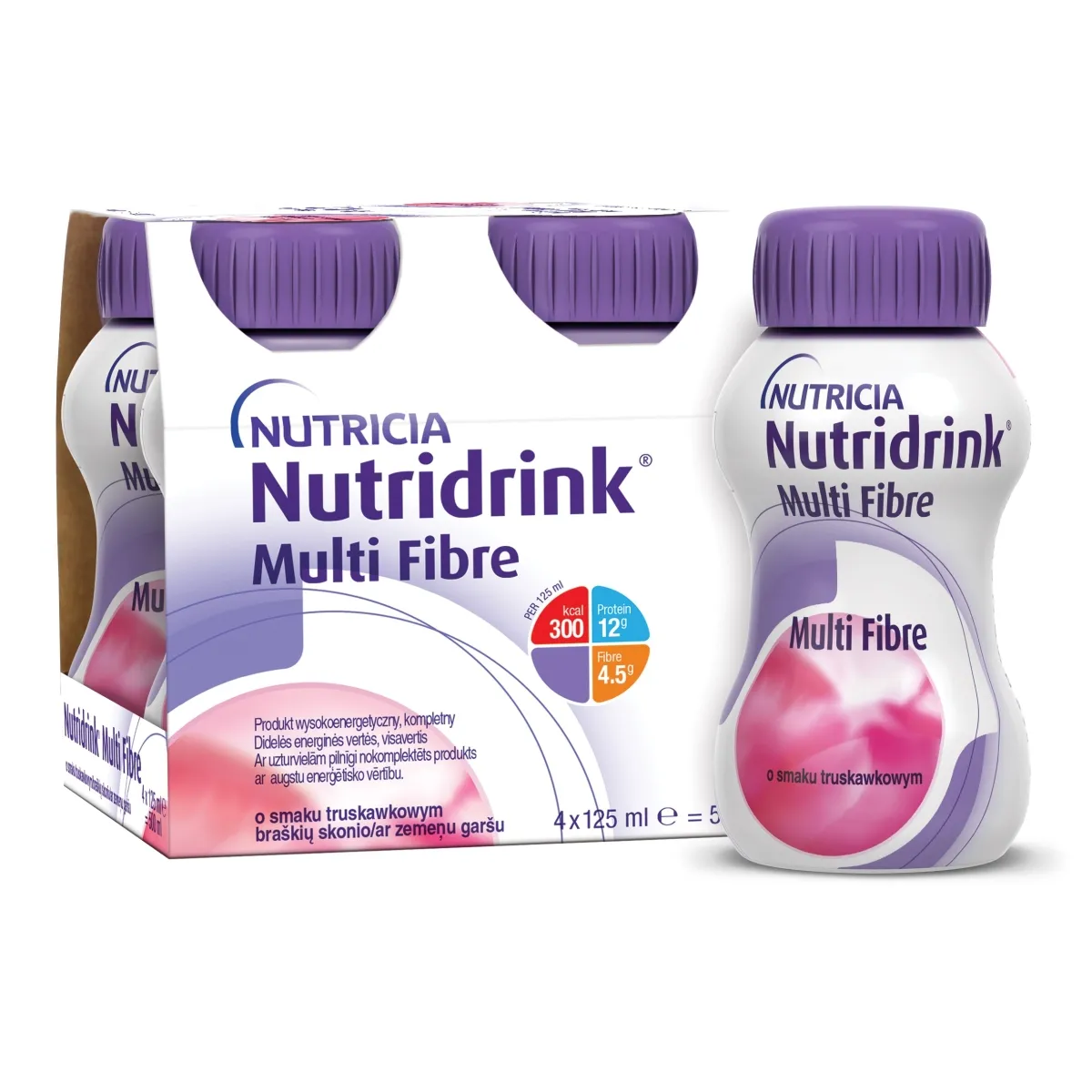 NUTRIDRINK Multi Fibre ar zemeņu garšu, 125 ml - Produkta attēls