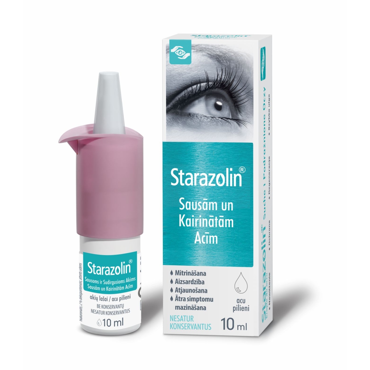 STARAZOLIN Sausām un Kairinātām Acīm acu pilieni, 10 ml - Produkta attēls