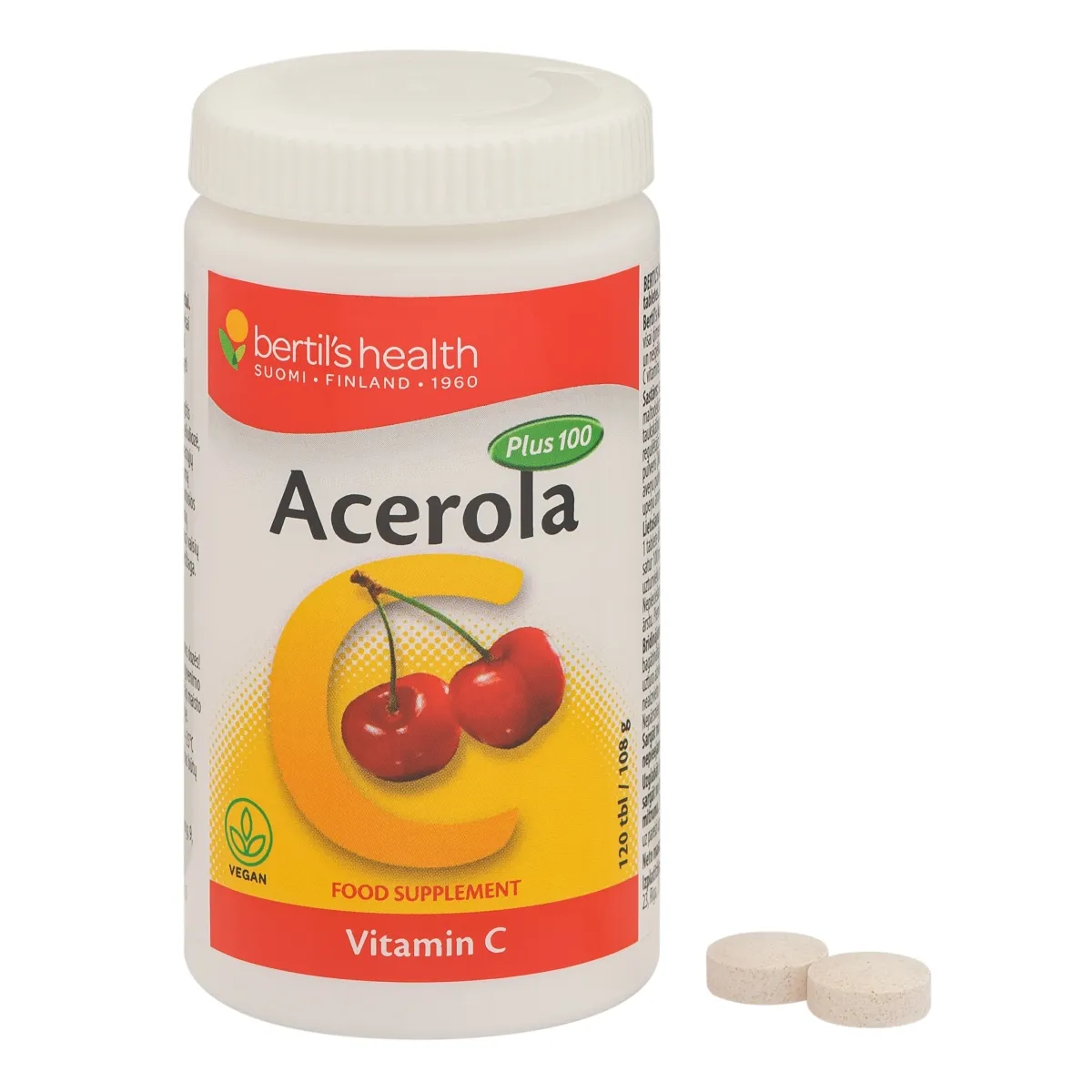 BERTIL'S ACEROLA PLUS 100 TABLETES N120 - Produkta attēls