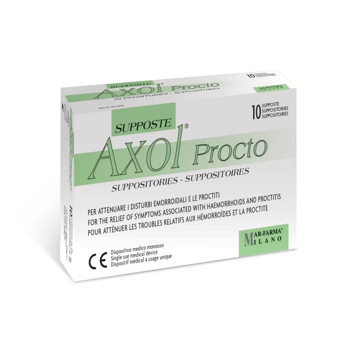 AXOL Procto Rektālās svecītes, 10 gab - Produkta attēls