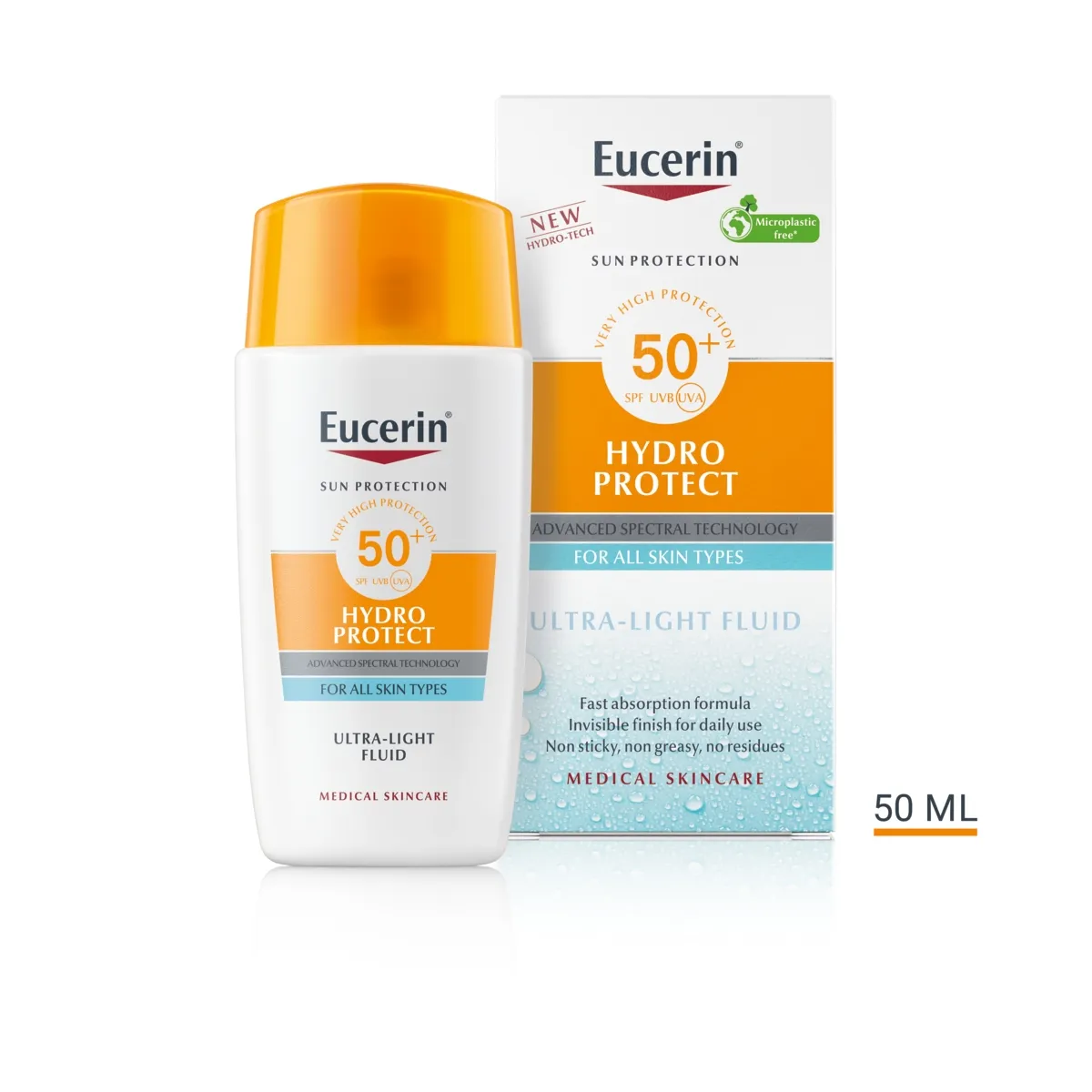 EUCERIN Sun Hydro Protect sejas fluīds SPF50, 50 ml - Produkta attēls