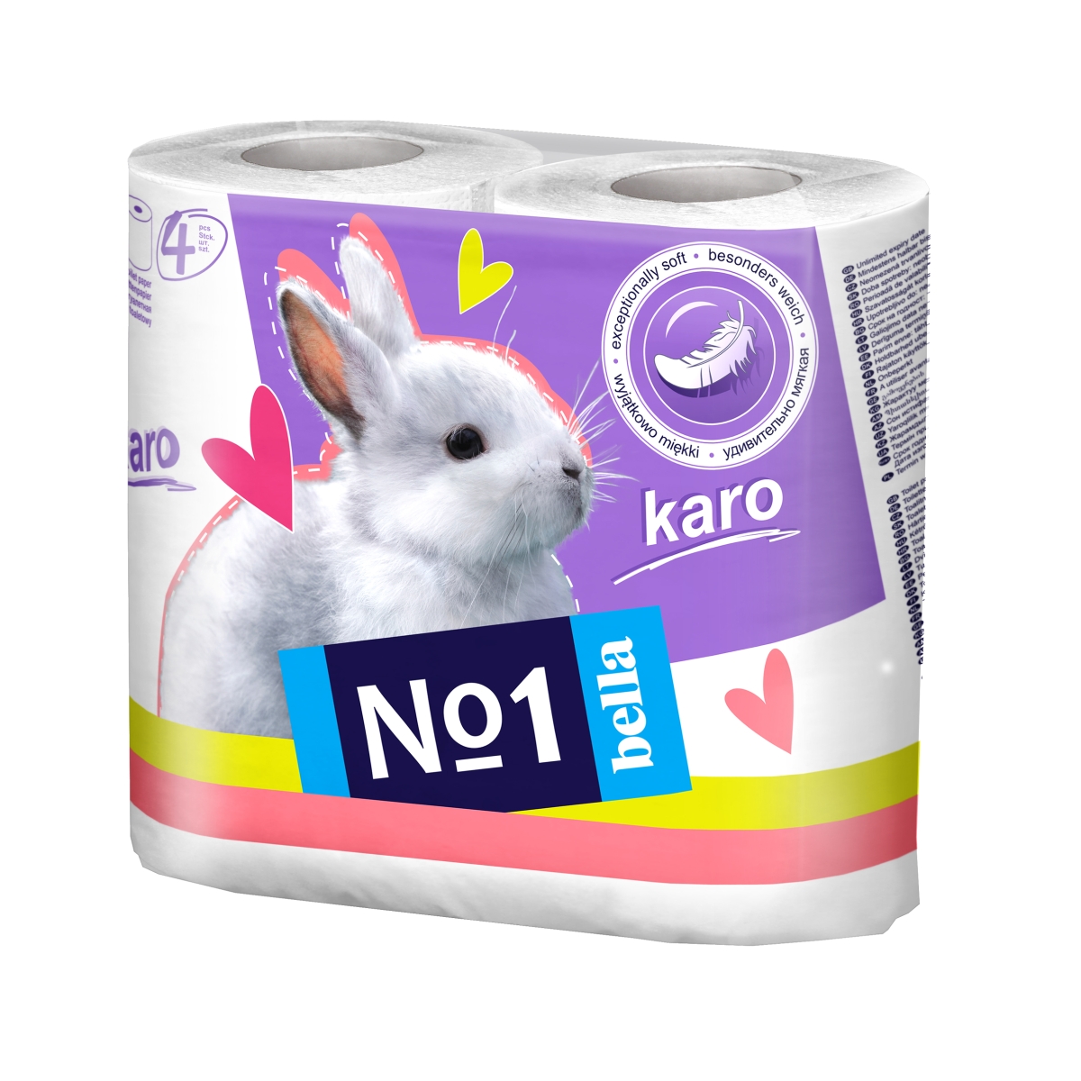 BELLA KARO tualetes papīrs, balts, 4 gab. - Produkta attēls