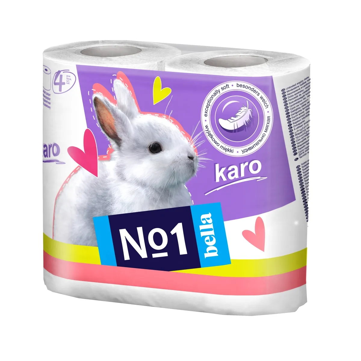 BELLA KARO tualetes papīrs, balts, 4 gab. - Produkta attēls