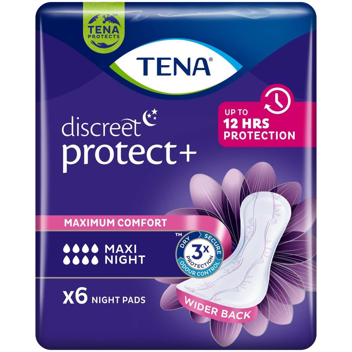 TENA Discreet Maxi Night paketes, 6 gab. - Produkta attēls