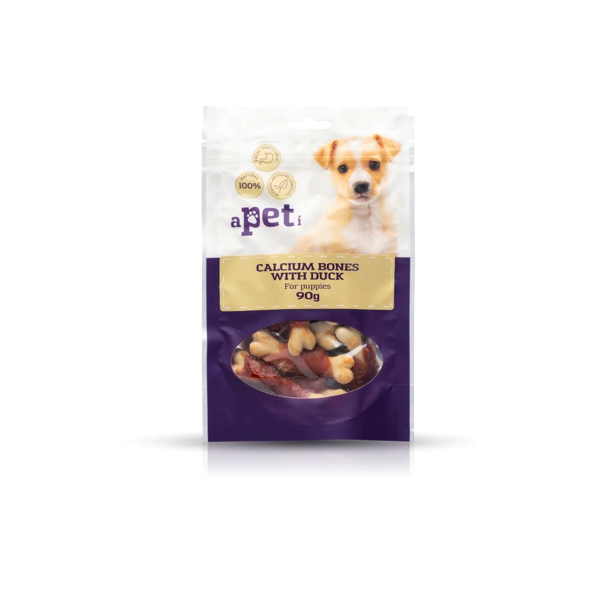 APETI KAULI AR PĪLES FILEJU UN KALCIJU SUŅIEM/KUCĒNIEM 90G - Produkta attēls