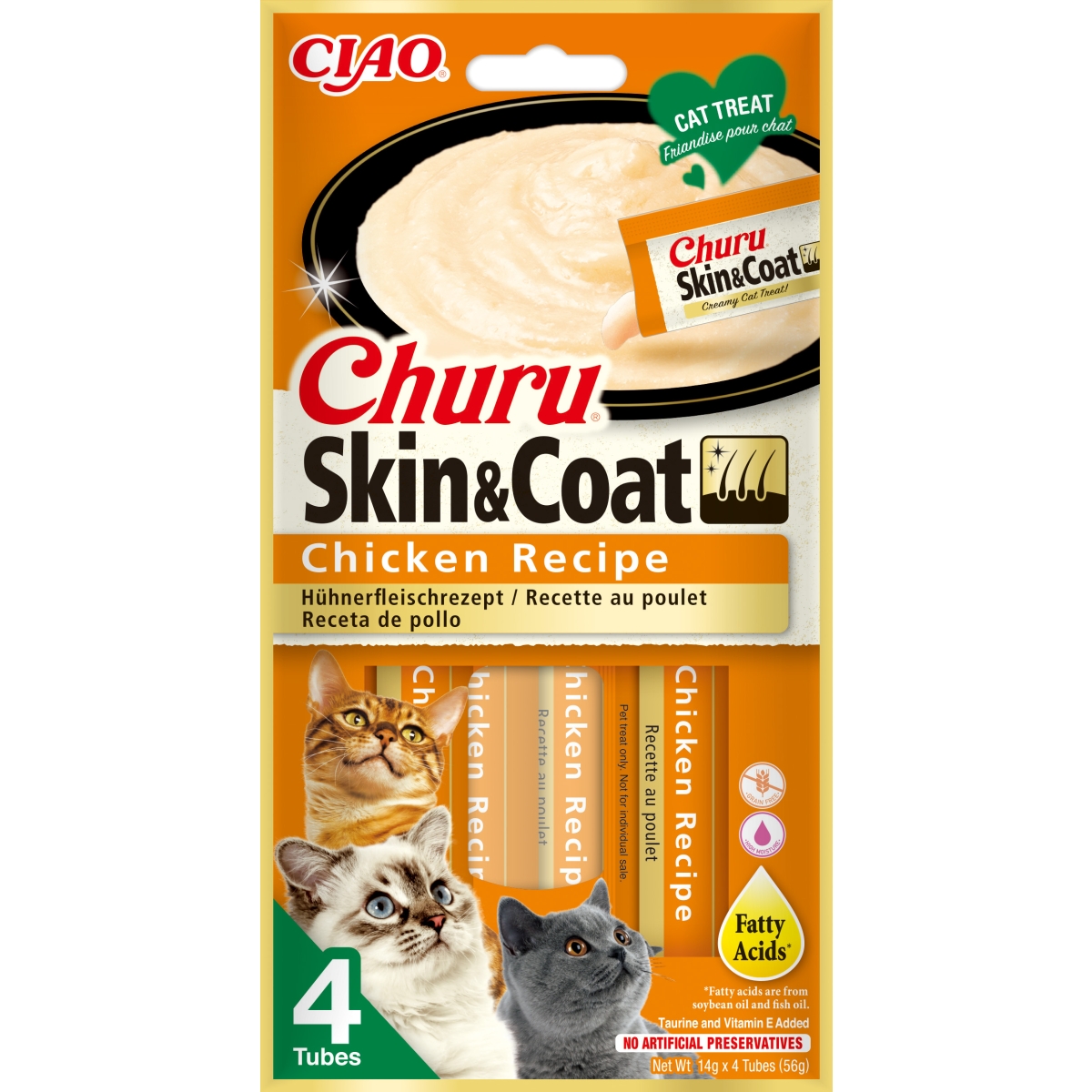 Churu Skin&Coat biezenis kaķiem, vista 56g (14gx4) N12 - Produkta attēls
