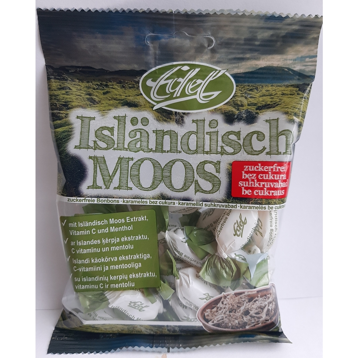EDEL Islandes ķērpja konfektes bez cukura, 70 g - Produkta attēls