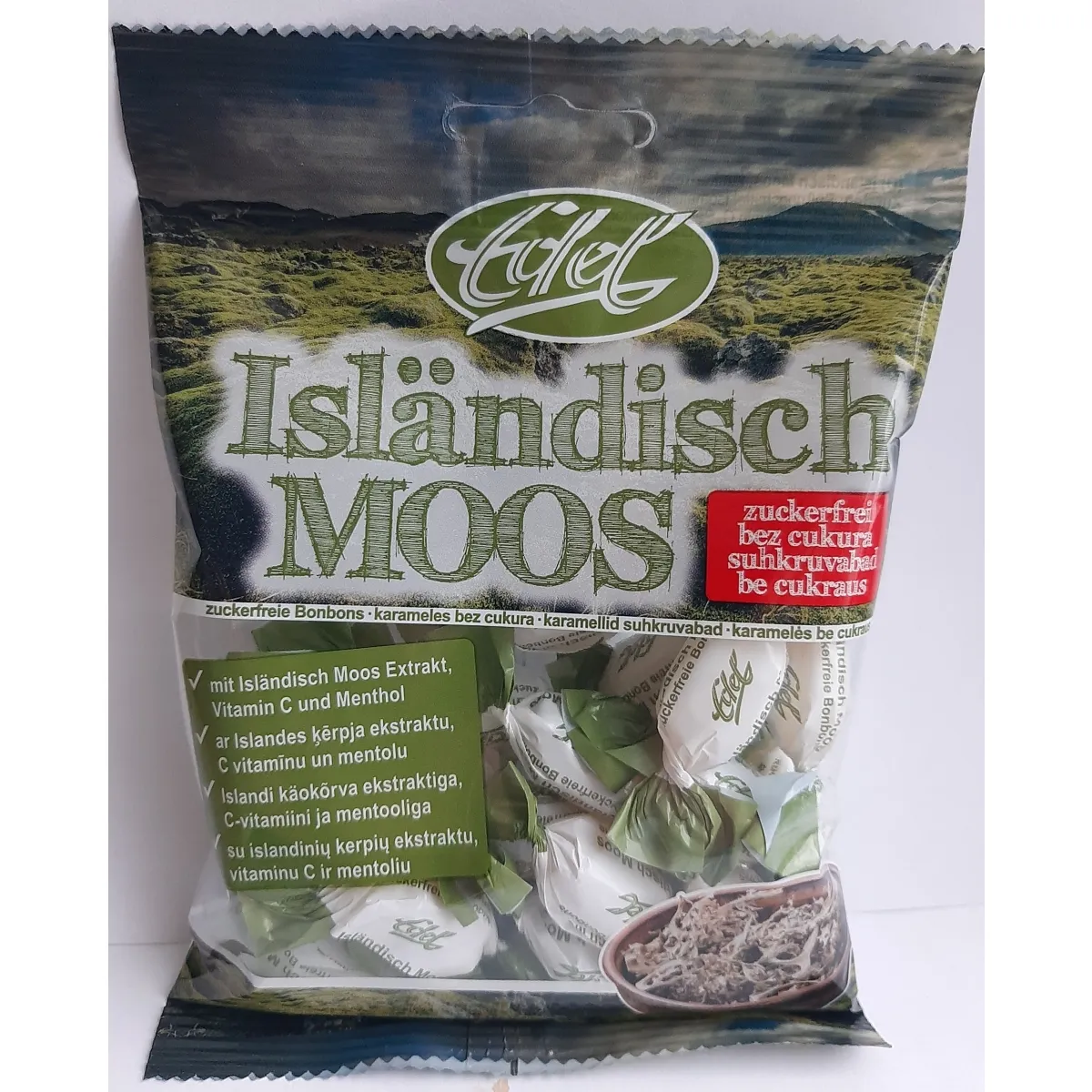 EDEL Islandes ķērpja konfektes bez cukura, 70 g - Produkta attēls