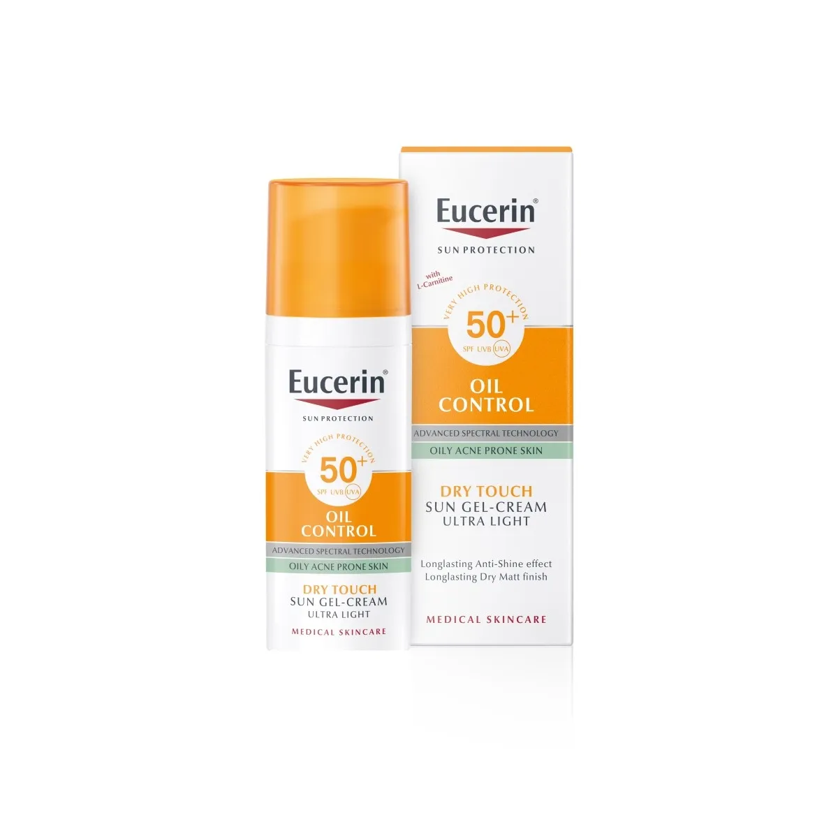 Eucerin Sun Oil Control Dry Touch gelveida sauļošanās aizsarglīdzeklis sejai SPF50+, 50 ml - Produkta attēls