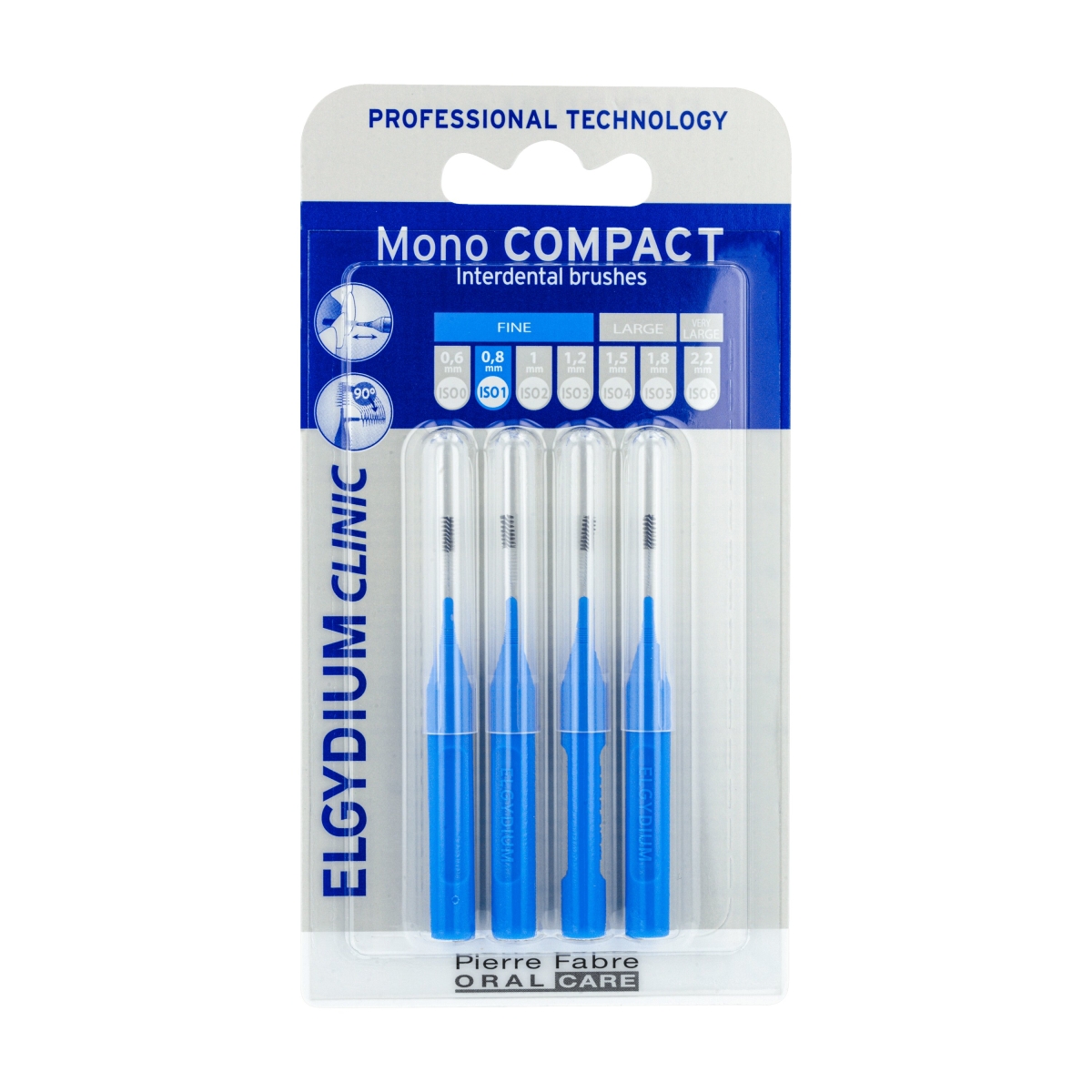 ELGYDIUM Clinic Monocompact starpzobu birstītes (zilas), 0.8 mm - Produkta attēls