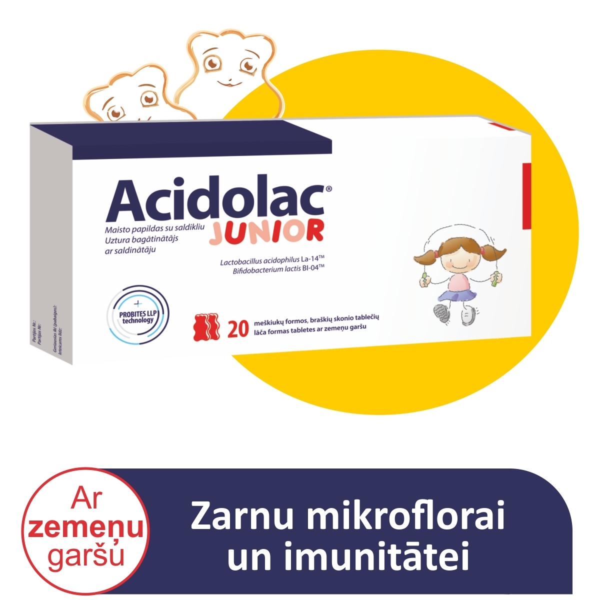 ACIDOLAC® Junior ar zemeņu garšu tabletes, 20 gab. - Produkta attēls 1