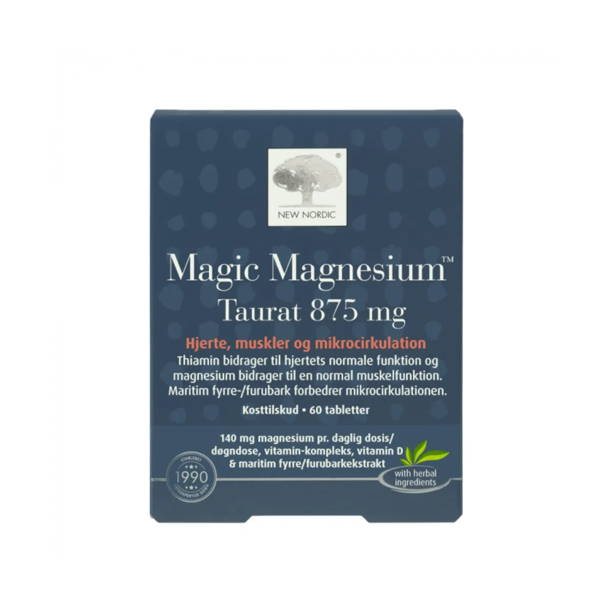 New Nordic Magic Magnesium™ Taurat 875 mg tabletes, 60 gb. - Produkta attēls