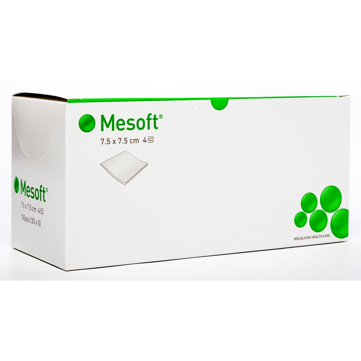 MESOFT salvetes 7,5 x 7,5cm, sterilas, 150 gab. - Produkta attēls
