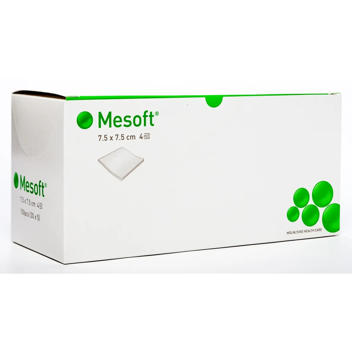 MESOFT salvetes 7,5 x 7,5cm, sterilas, 150 gab. - Produkta attēls