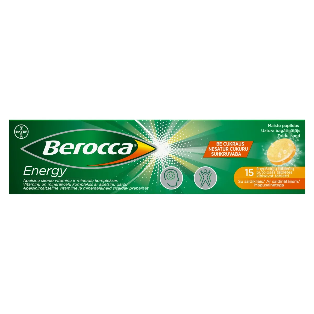 BEROCCA Energy putojošās tabletes, 15gab - Produkta attēls