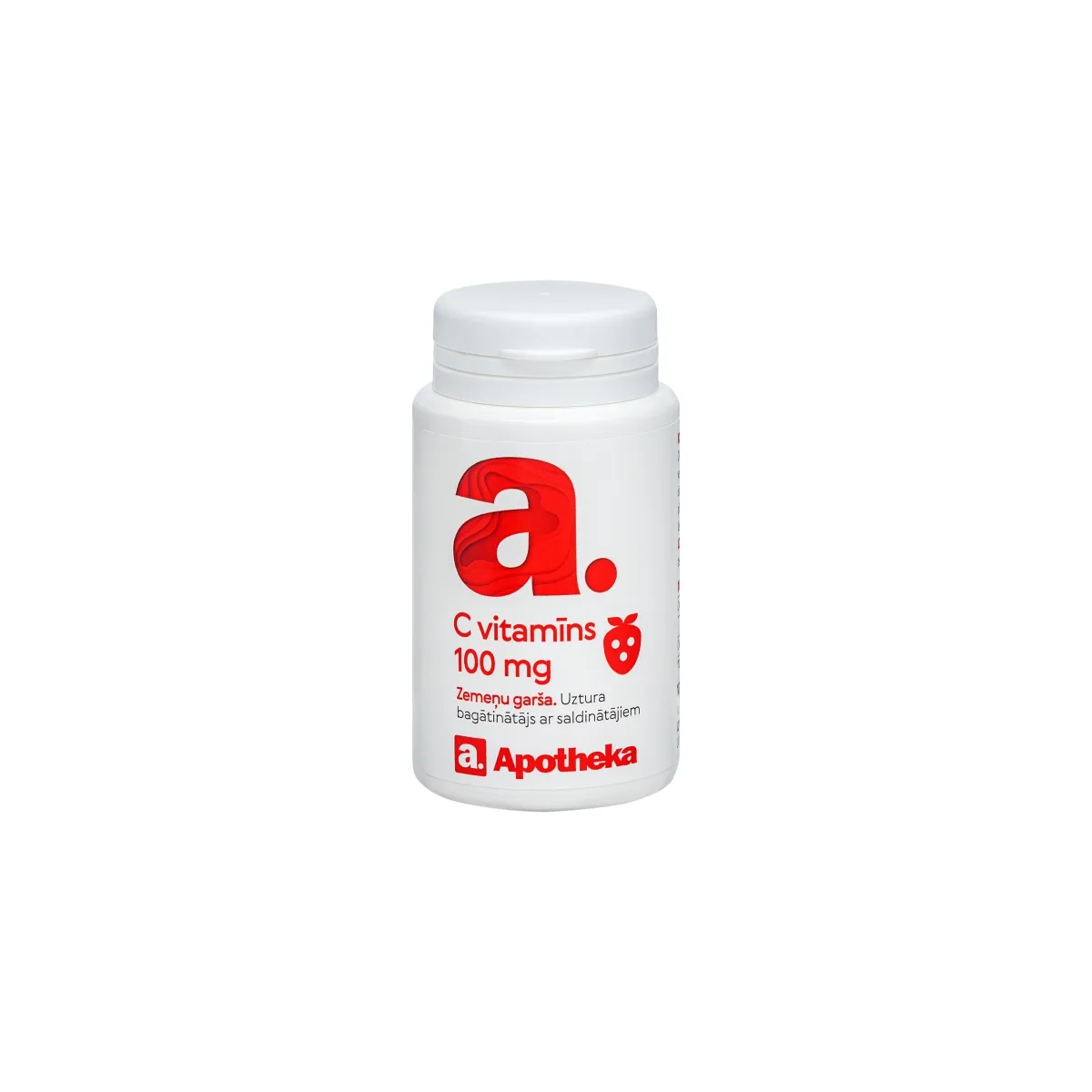 APOTHEKA C vitamīns ar zemeņu garšu, tabletes, 100 gab - Produkta attēls