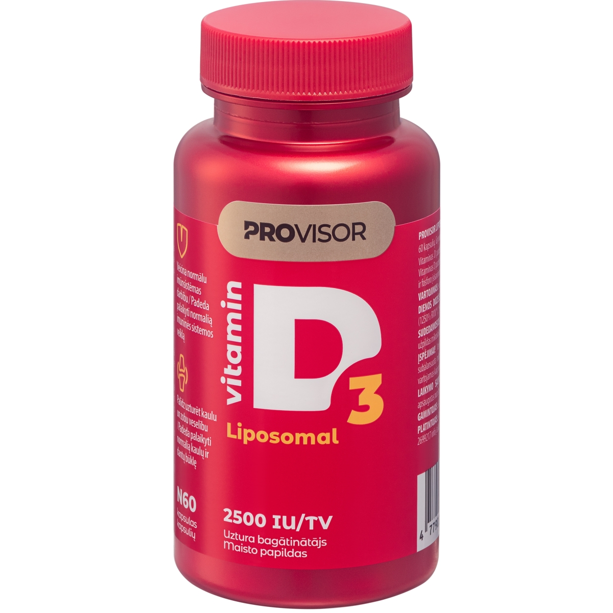 PROVISOR Liposomal D vitamīns 2500 IU kapsulas, 60 gab. - Produkta attēls
