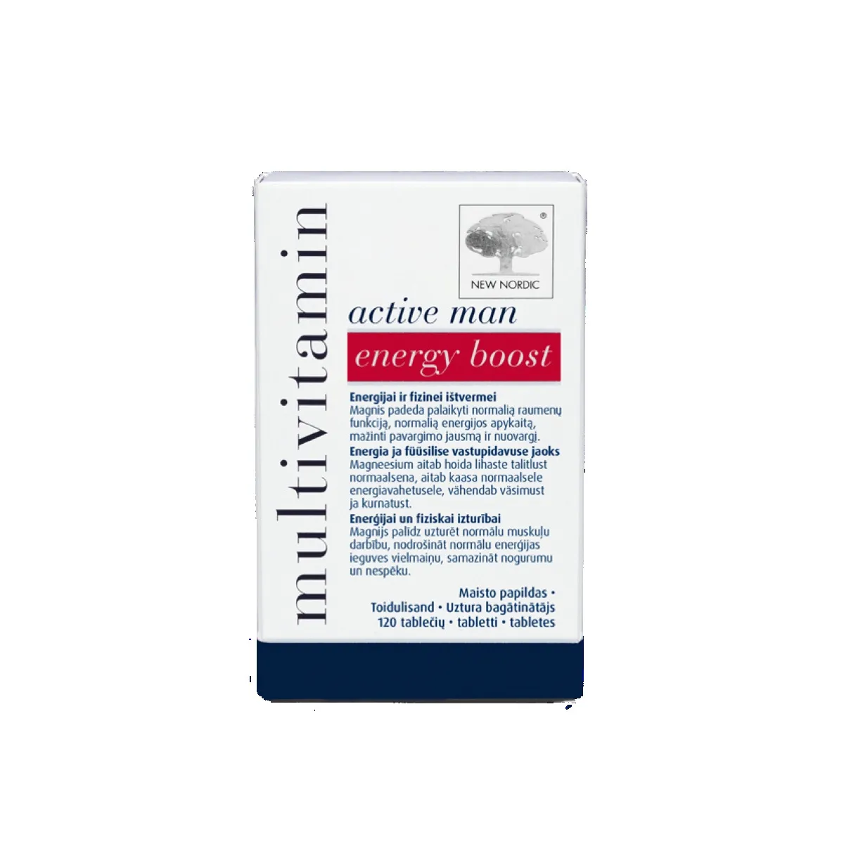 NEW NORDIC Multivitamin Active Man Energy Boost tabletes, 120 gab. - Produkta attēls