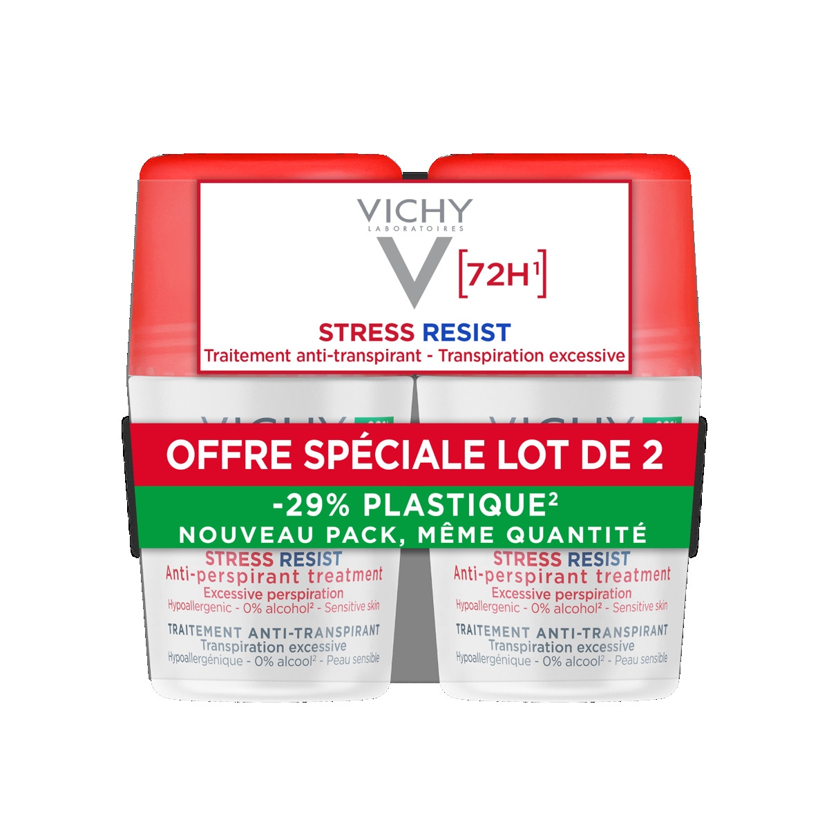 VICHY 72HR Stress Resist Roll-On antiperspirants, 2 gab. - Produkta attēls