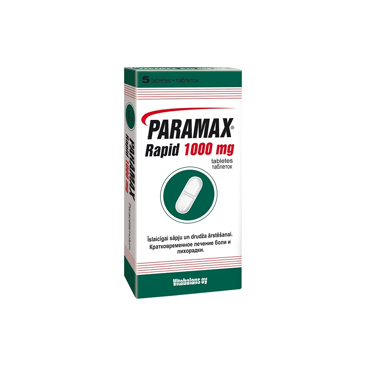 PARAMAX Rapid 1000mg tabletes, 5 gab. - Produkta attēls