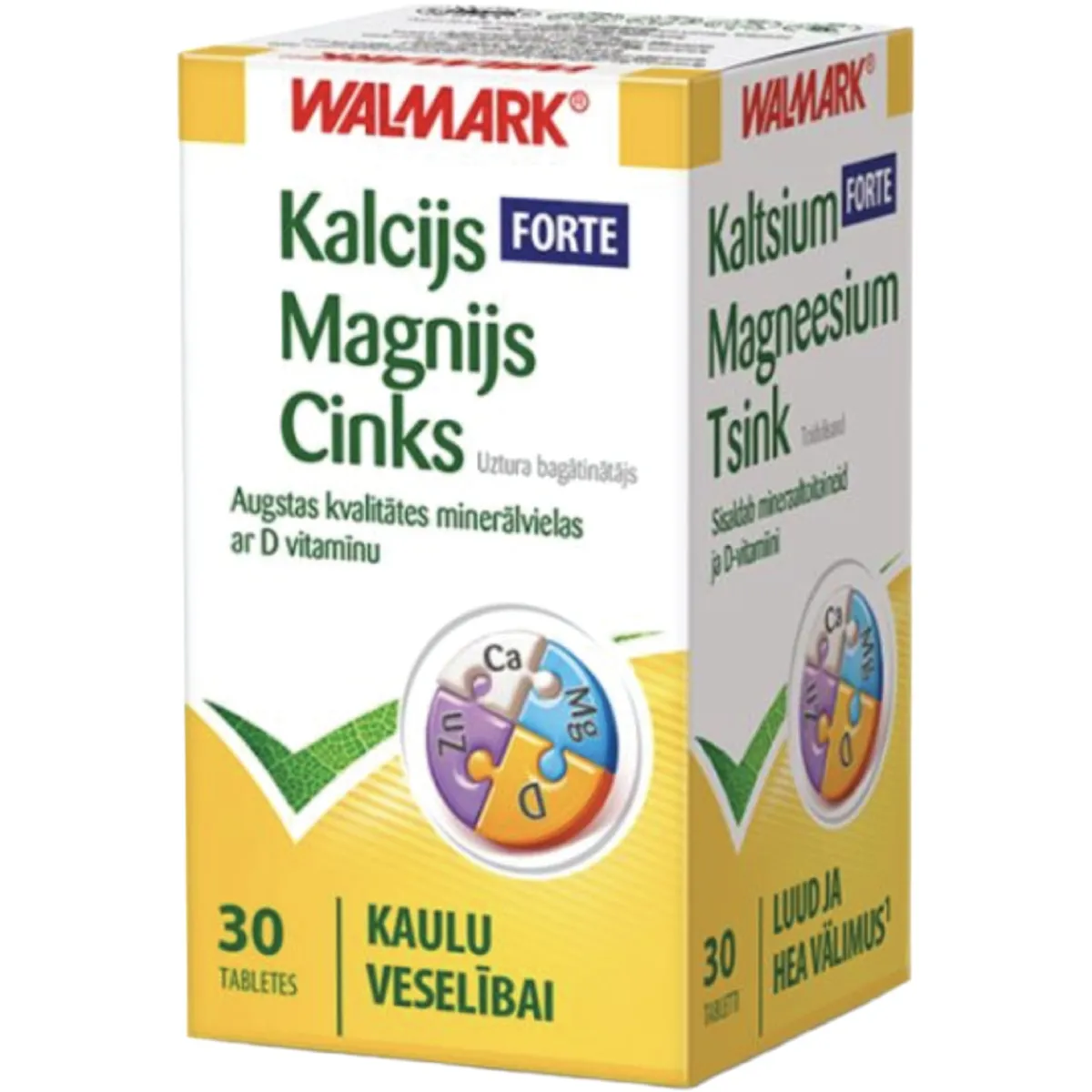 WALMARK Forte kalcijs-magnijs-cinks tabletes, 30 gab - Produkta attēls