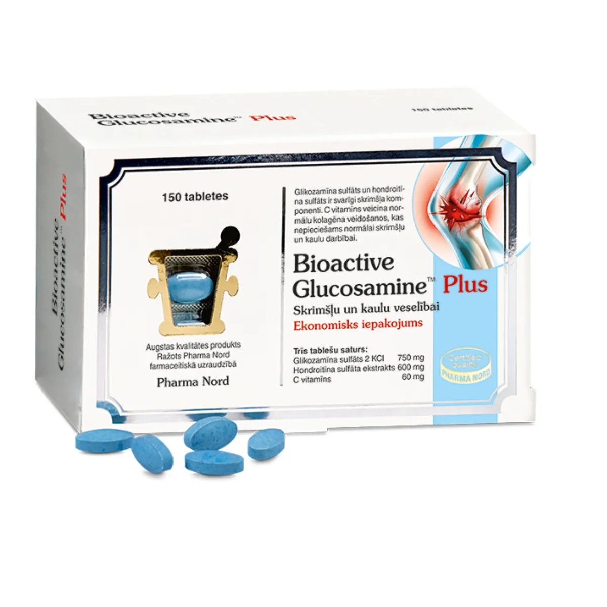 BIOACTIVE Glucosamine Plus tabletes, 150 gab. - Produkta attēls