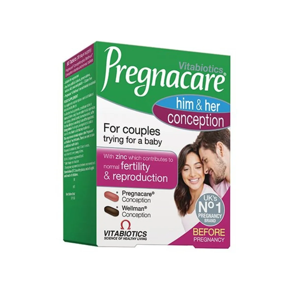 PREGNACARE Him & Her Conception tabletes, 60 gab - Produkta attēls