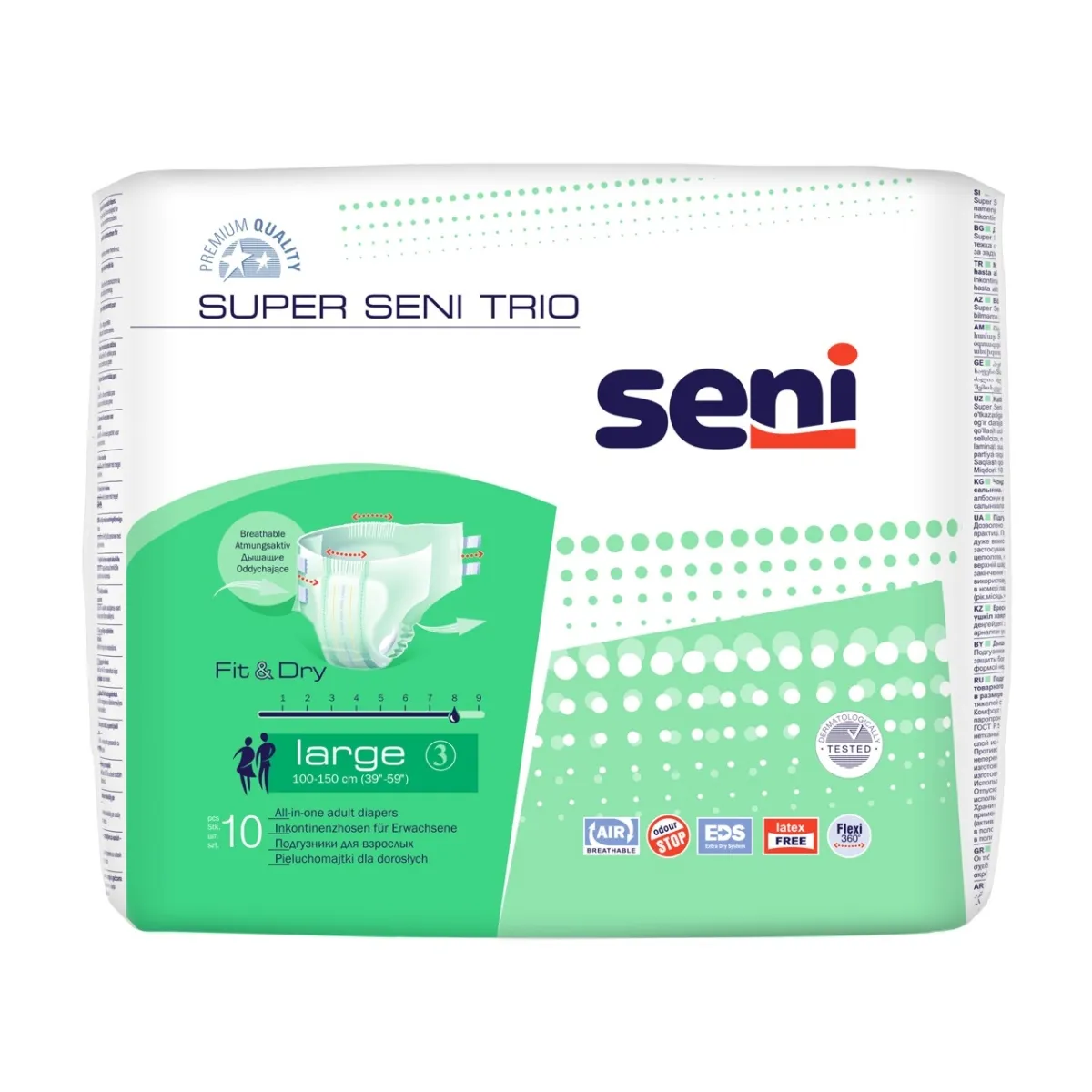 SENI SUPER TRIO autiņbikses pieaugušajiem, L izmērs (100-150 cm), 10 g - Produkta attēls
