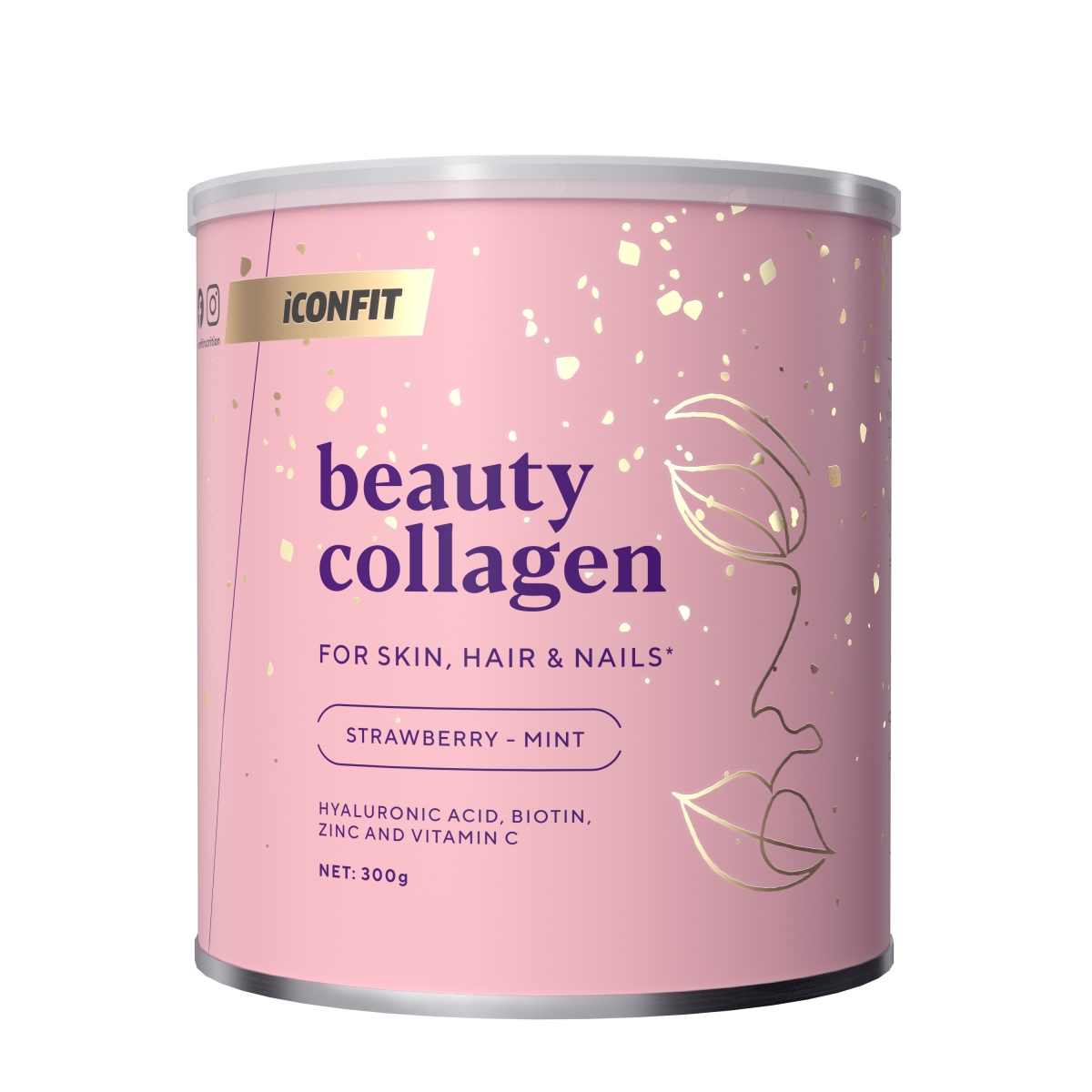 ICONFIT Beauty Collagen (ar zemeņu - piparmētru garšu) pulveris, 300 g - Produkta attēls