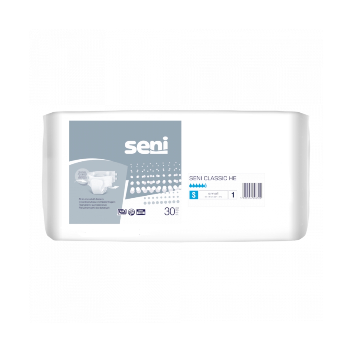 SENI CLASSIC HE autiņbikses pieaugušajiem, S izmērs (55-80 cm), 30 gab - Produkta attēls